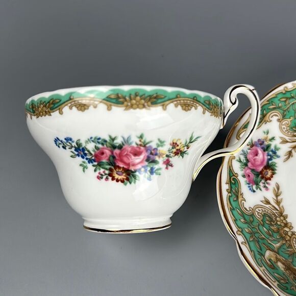 Vintage Coalport "MONTROSE Green" Tea Cup with Saucer Porcelain England - Picture 8 of 14